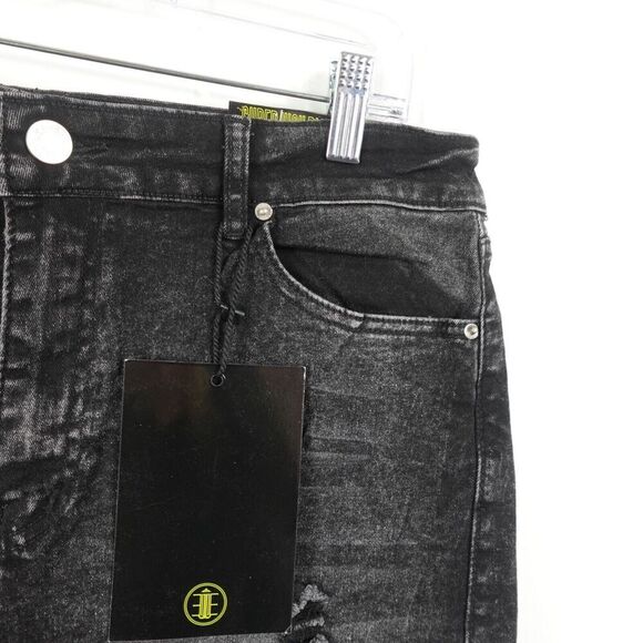 Elite Jeans Savage Collection Womens Black Distressed Shorts Size 32 - Picture 4 of 10